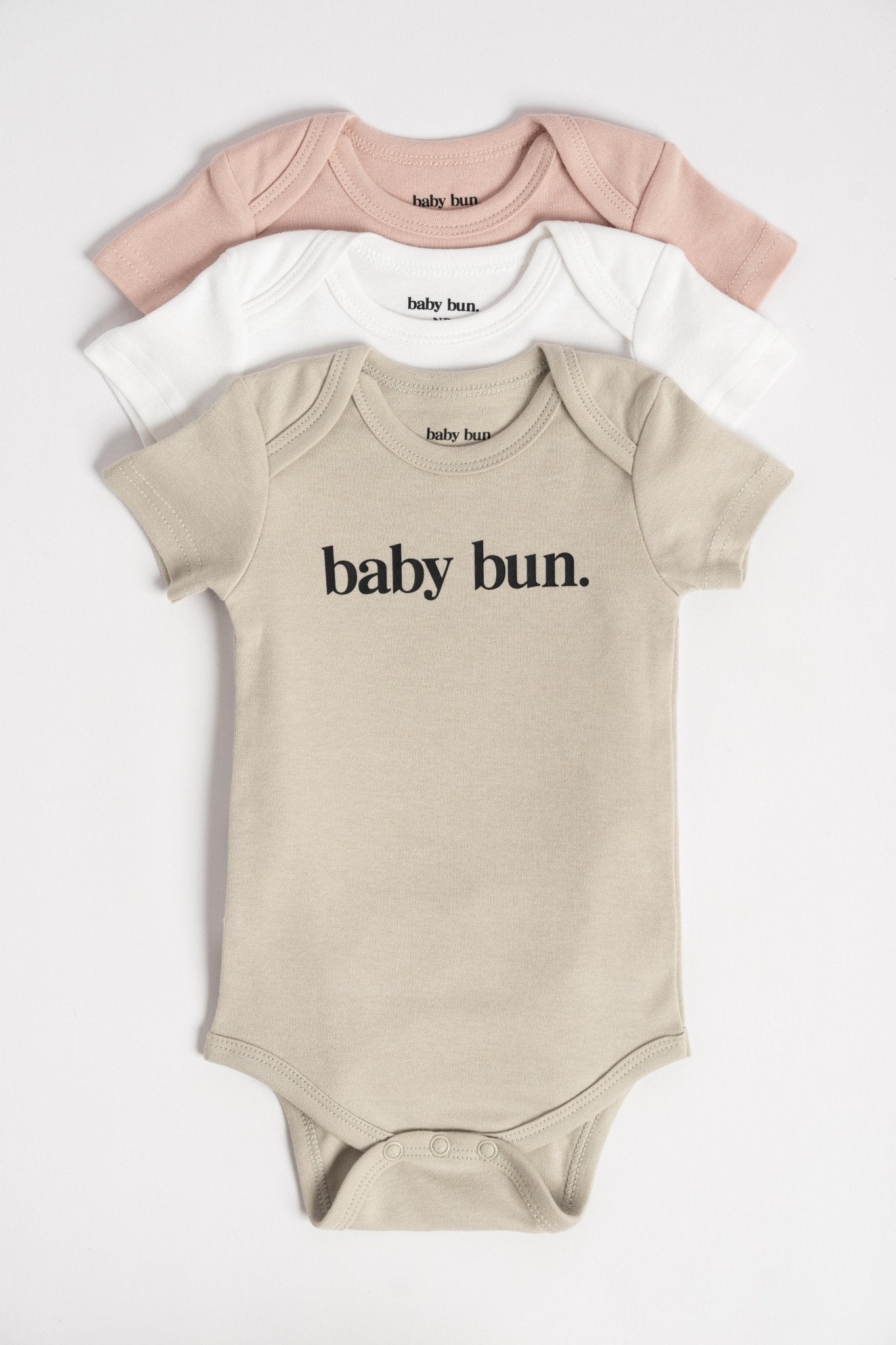 baby bun 3-pack light color series combed cotton onesies