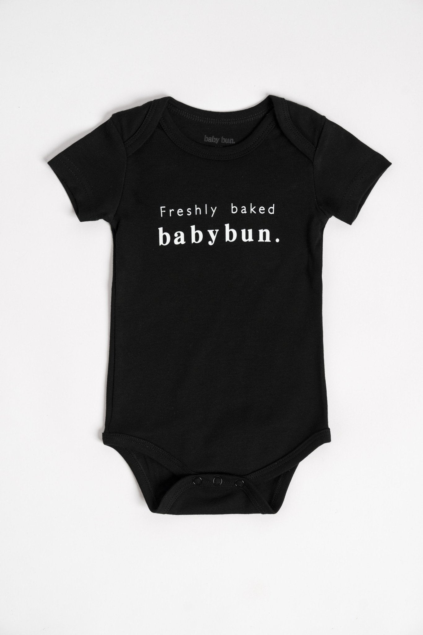 'Freshly Baked' baby bun Onesie in Black