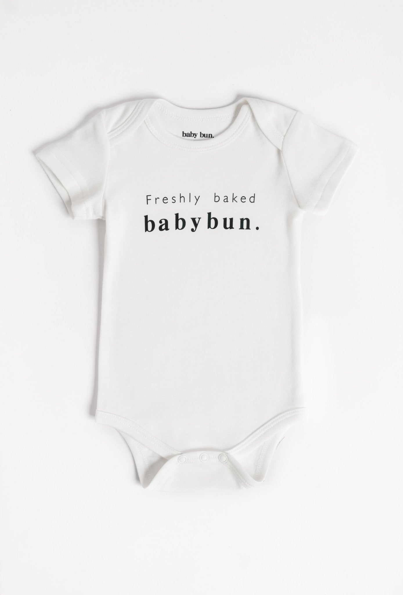 'Freshly Baked' baby bun Onesie in White